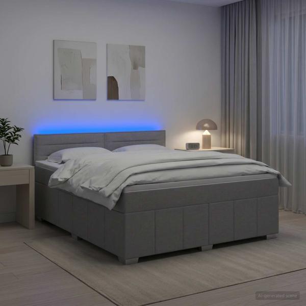 Boxspringbett mit Matratze Hellgrau 140 x 200 cm Stoff