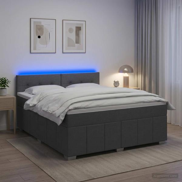 ARDEBO.de - Boxspringbett mit Matratze Dunkelgrau 140 x 200 cm Stoff