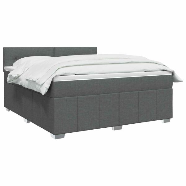 Boxspringbett mit Matratze Dunkelgrau 140 x 200 cm Stoff