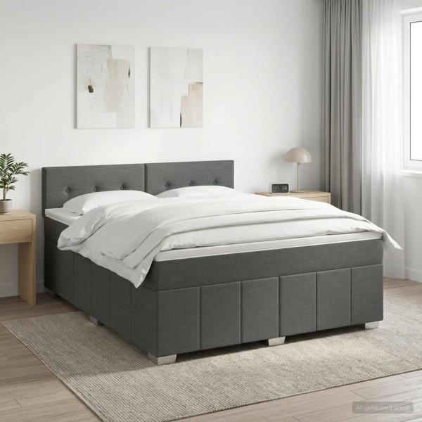 Boxspringbett mit Matratze Dunkelgrau 140 x 200 cm Stoff