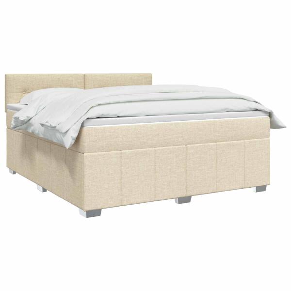 Boxspringbett mit Matratze Creme 140 x 200 cm Stoff