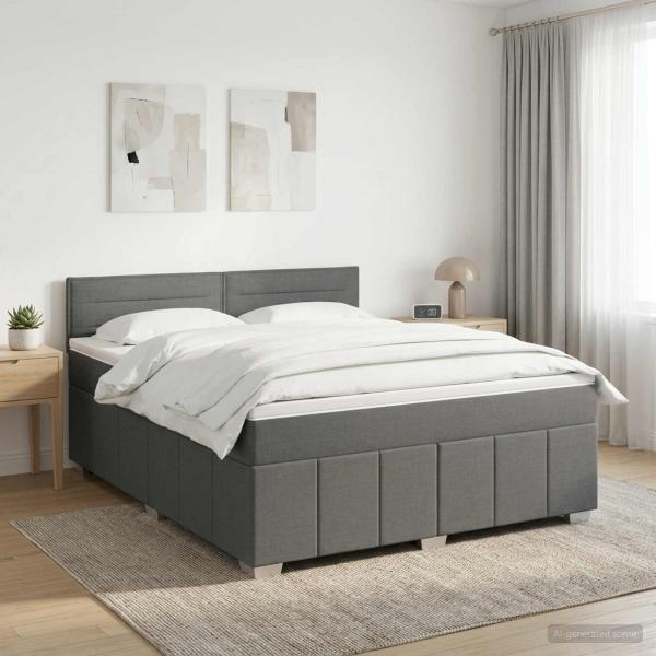 Boxspringbett mit Matratze Dunkelgrau 160 x 200 cm Stoff