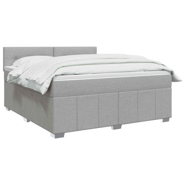 Boxspringbett mit Matratze Hellgrau 160 x 200 cm Stoff