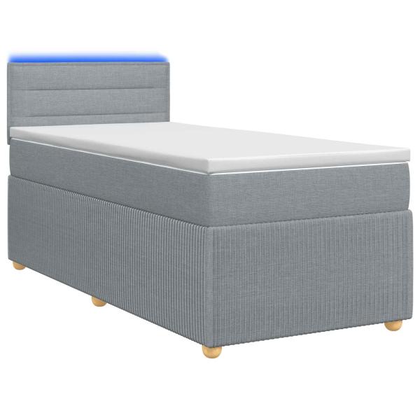 Boxspringbett mit Matratze Hellgrau 80 x 200 cm Stoff