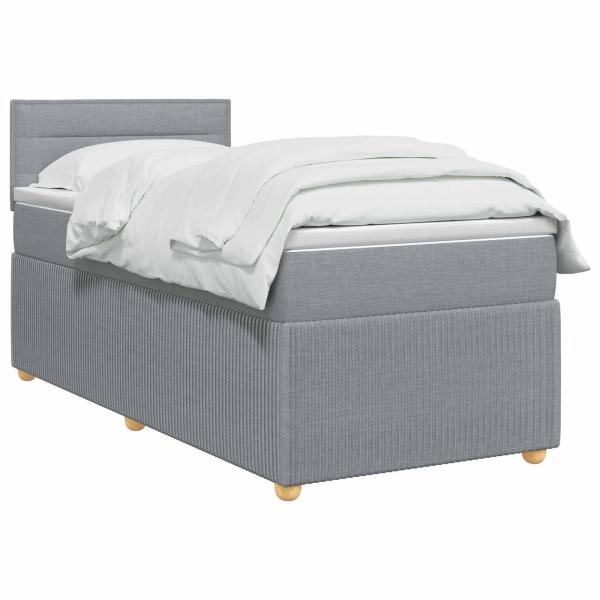 Boxspringbett mit Matratze Hellgrau 80 x 200 cm Stoff