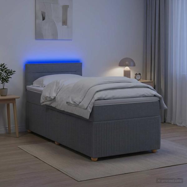 Boxspringbett mit Matratze Hellgrau 80 x 200 cm Stoff