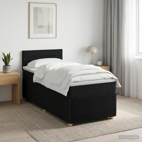 Boxspringbett mit Matratze Schwarz 100 x 200 cm Stoff