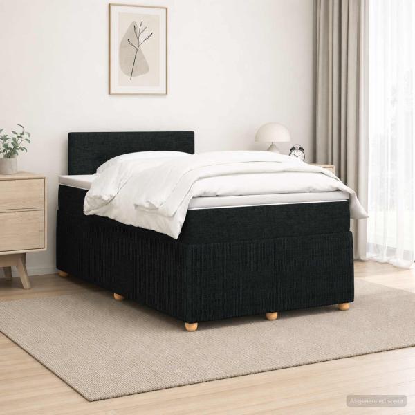 ARDEBO.de - Boxspringbett mit Matratze Schwarz 120 x 200 cm Stoff