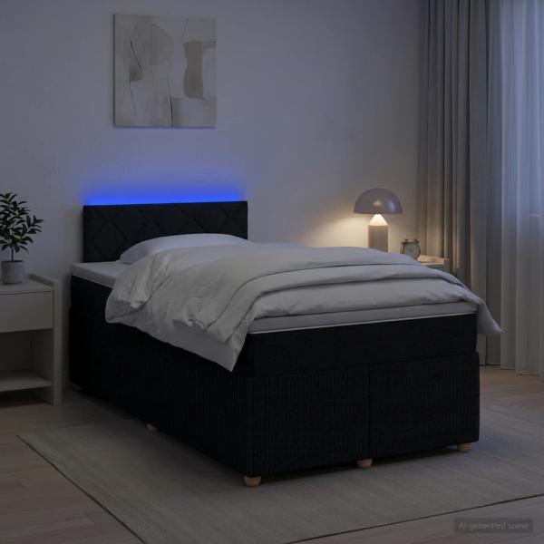 ARDEBO.de - Boxspringbett mit Matratze Schwarz 120 x 200 cm Stoff