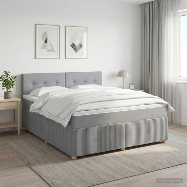 Boxspringbett mit Matratze Hellgrau 140 x 190 cm Stoff