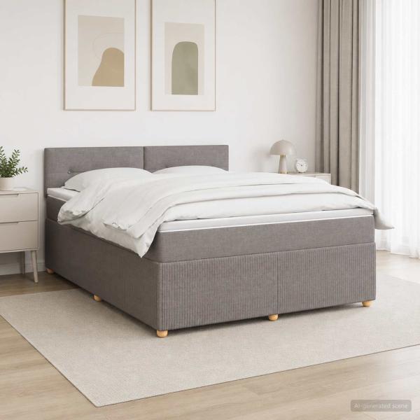 Boxspringbett mit Matratze Taupe 140 x 190 cm Stoff