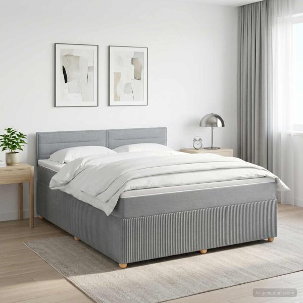 ARDEBO.de - Boxspringbett mit Matratze Hellgrau 140 x 200 cm Stoff