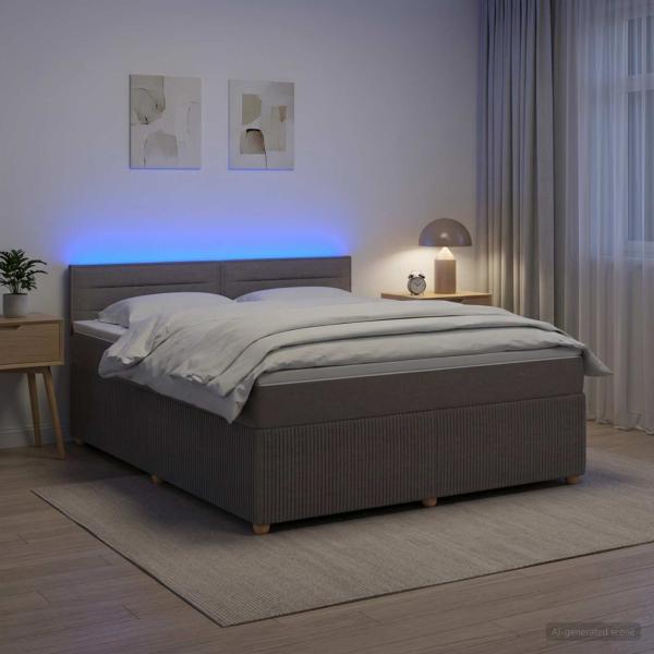 Boxspringbett mit Matratze Taupe 140 x 200 cm Stoff