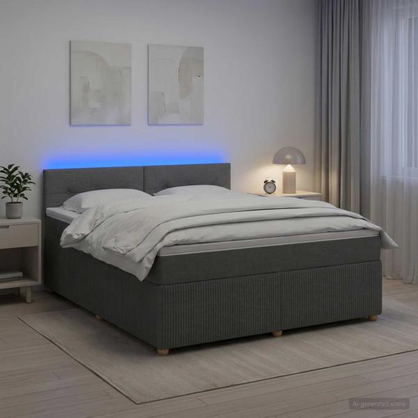 ARDEBO.de - Boxspringbett mit Matratze Dunkelgrau 140 x 200 cm Stoff