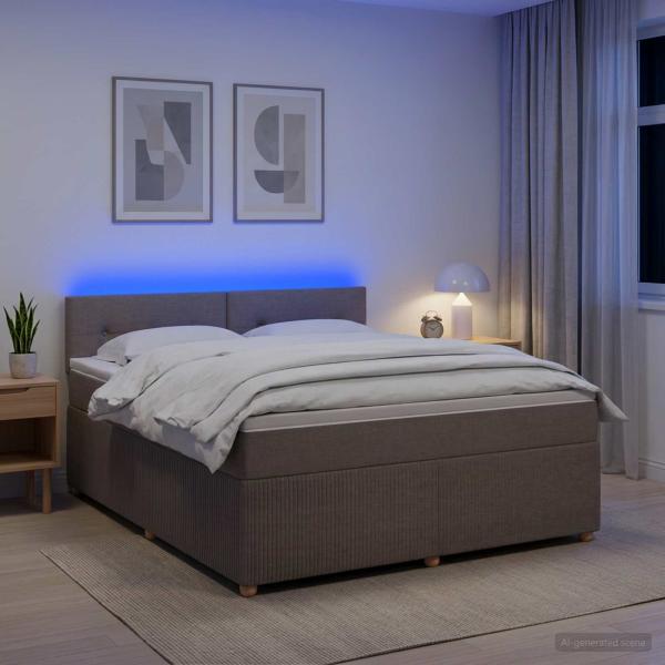 ARDEBO.de - Boxspringbett mit Matratze Taupe 160 x 200 cm Stoff