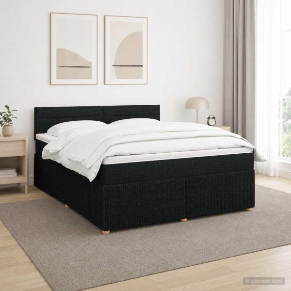 ARDEBO.de - Boxspringbett mit Matratze Schwarz 180 x 200 cm Stoff