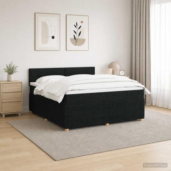 ARDEBO.de - Boxspringbett mit Matratze Schwarz 180 x 200 cm Stoff