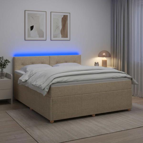 Boxspringbett mit Matratze Creme 180 x 200 cm Stoff