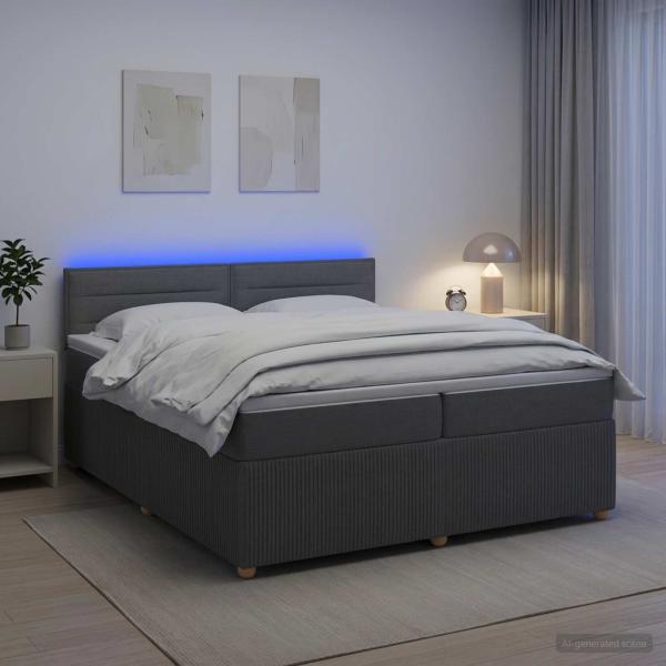ARDEBO.de - Boxspringbett mit Matratze Dunkelgrau 200 x 200 cm Stoff
