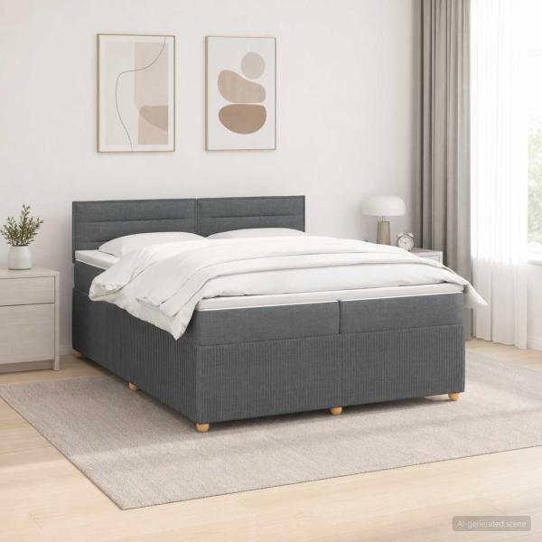 Boxspringbett mit Matratze Dunkelgrau 200 x 200 cm Stoff