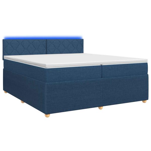 Boxspringbett mit Matratze mit Kopfteil Blau 200 x 200 cm Stoff