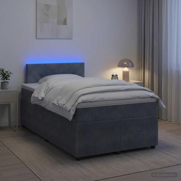 Boxspringbett mit Matratze Dunkelgrau 120 x 190 cm Samt