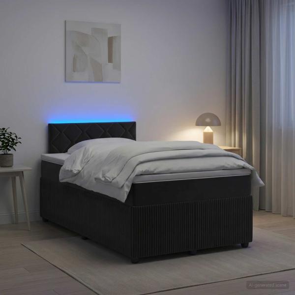ARDEBO.de - Boxspringbett mit Matratze Schwarz 120 x 190 cm Samt