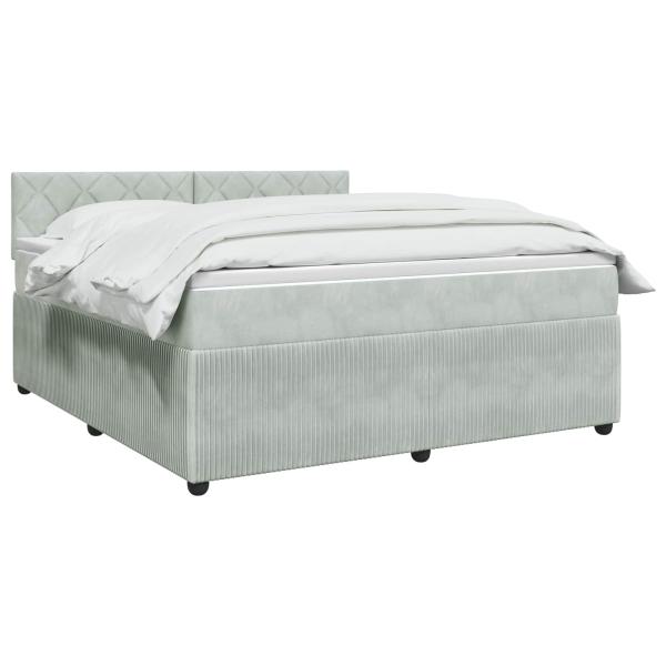 Boxspringbett mit Matratze Hellgrau 140 x 200 cm Samt