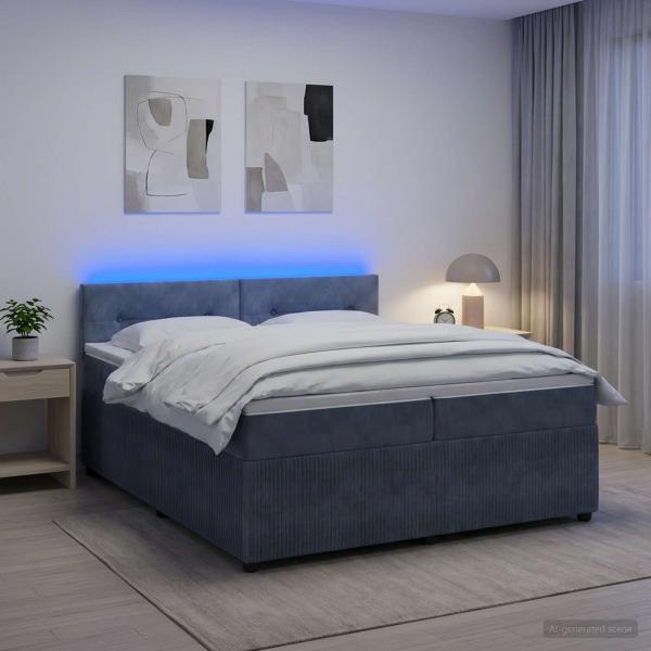 ARDEBO.de - Boxspringbett mit Matratze Dunkelgrau 200 x 200 cm Samt