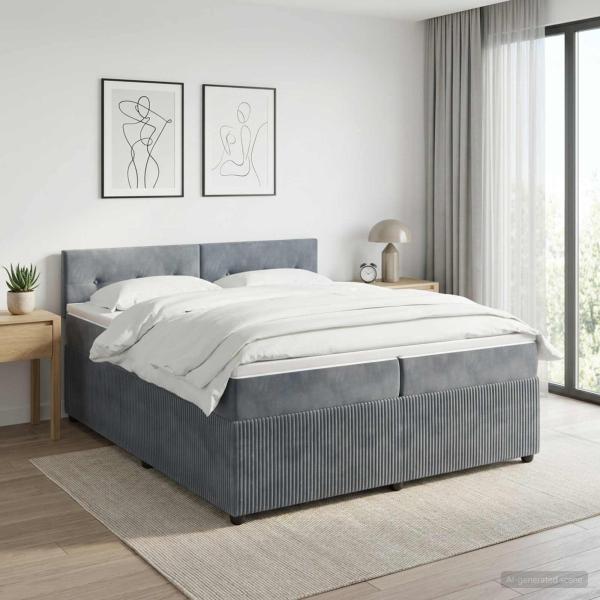 Boxspringbett mit Matratze Dunkelgrau 200 x 200 cm Samt