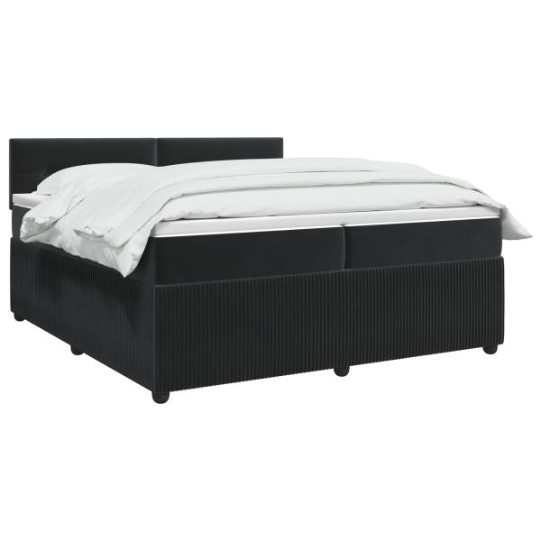 Boxspringbett mit Matratze Schwarz 200 x 200 cm Samt