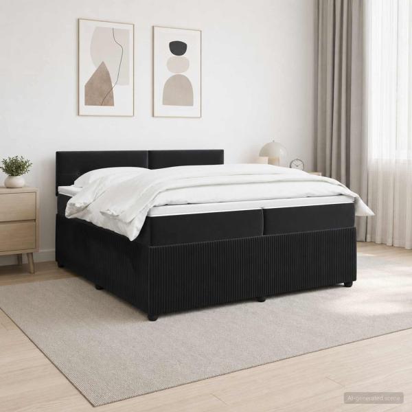 Boxspringbett mit Matratze Schwarz 200 x 200 cm Samt