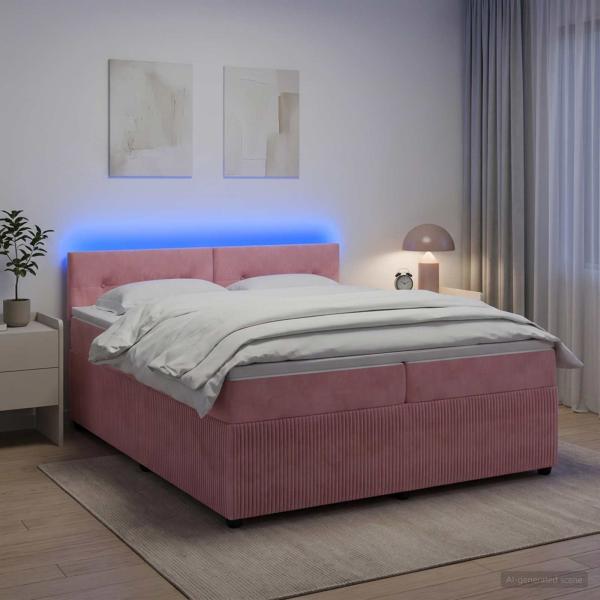 ARDEBO.de - Boxspringbett mit Matratze mit Kopfteil Rosa 200 x 200 cm Samt