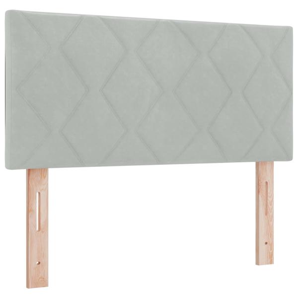 Boxspringbett mit Matratze und LED Hellgrau 90 x 190 cm Samt