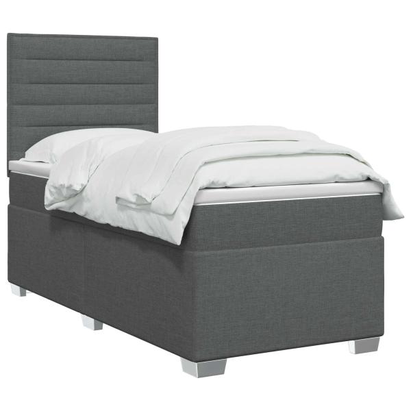Boxspringbett mit Matratze Dunkelgrau 80 x 200 cm Stoff