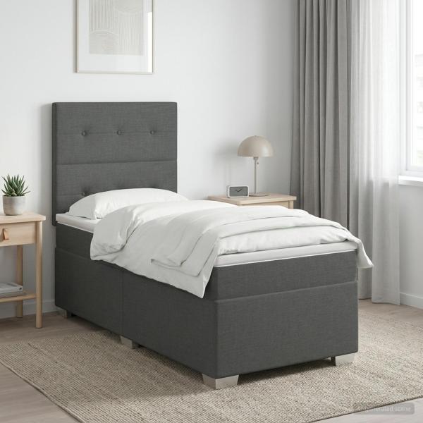 ARDEBO.de - Boxspringbett mit Matratze Dunkelgrau 80 x 200 cm Stoff