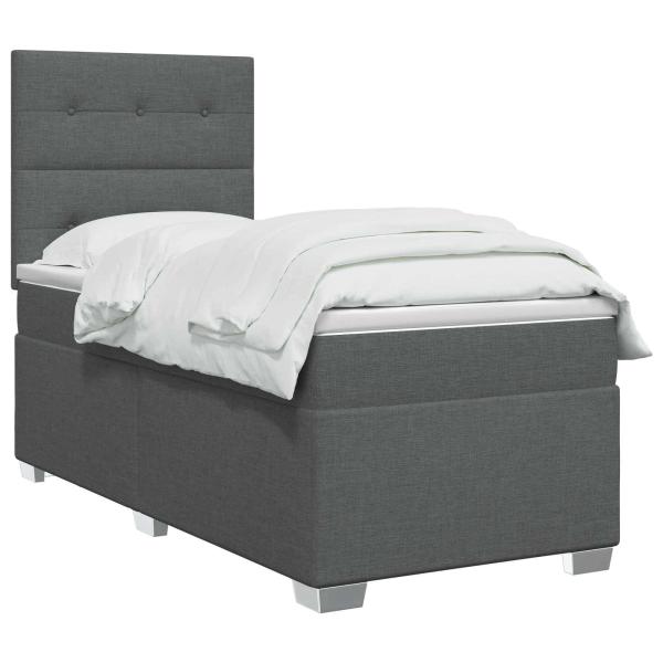 Boxspringbett mit Matratze Dunkelgrau 80 x 200 cm Stoff