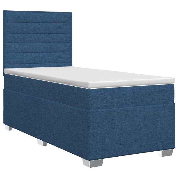 Boxspringbett mit Matratze mit Kopfteil Blau 90 x 190 cm Stoff