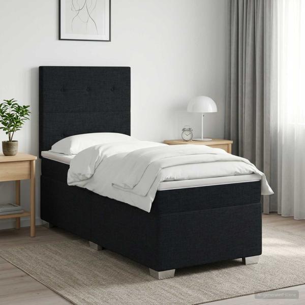 ARDEBO.de - Boxspringbett mit Matratze Schwarz 90 x 200 cm Stoff