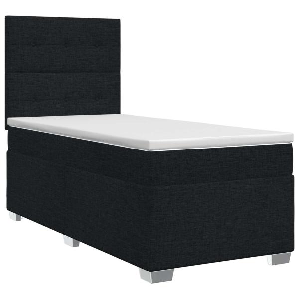Boxspringbett mit Matratze Schwarz 90 x 200 cm Stoff
