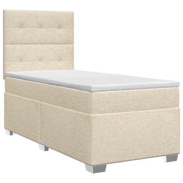 Boxspringbett mit Matratze mit Kopfteil Creme 90 x 200 cm Stoff