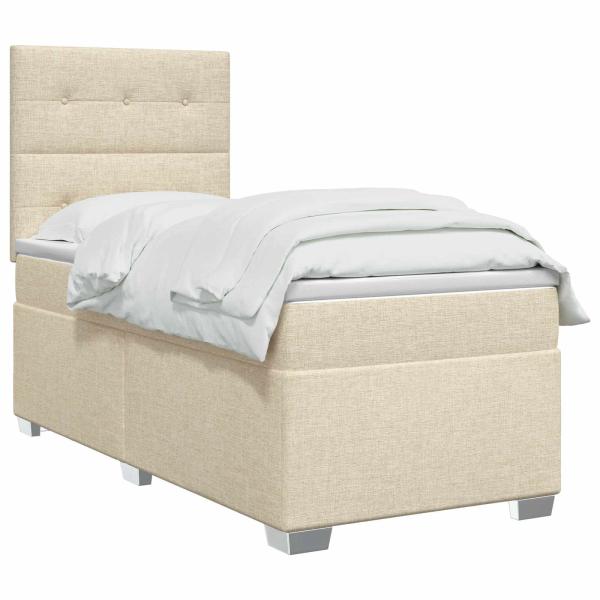 Boxspringbett mit Matratze mit Kopfteil Creme 90 x 200 cm Stoff