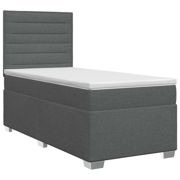 Boxspringbett mit Matratze Dunkelgrau 100 x 200 cm Stoff