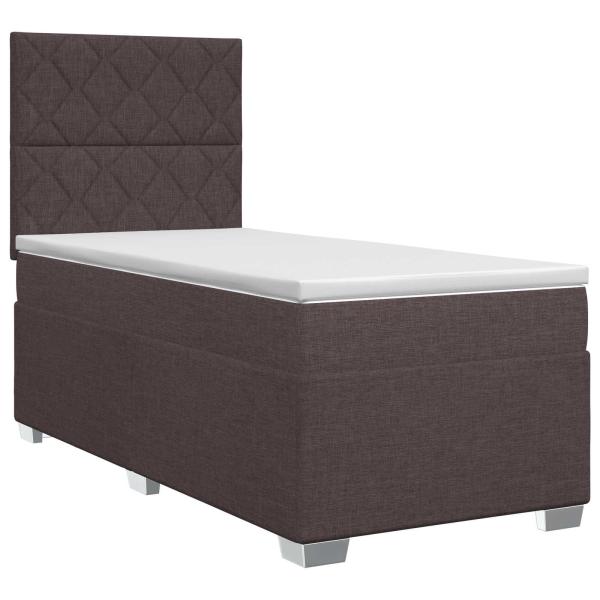 Boxspringbett mit Matratze Dunkelbraun 100 x 200 cm Stoff