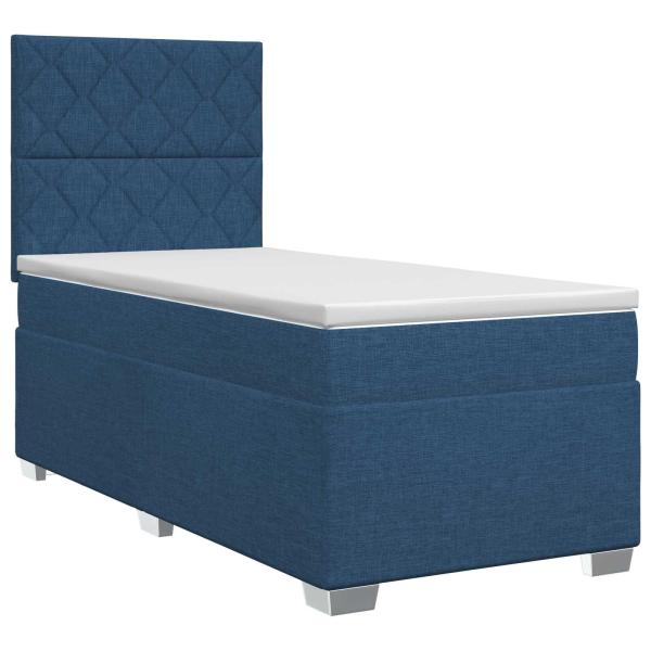 Boxspringbett mit Matratze Blau 100 x 200 cm Stoff