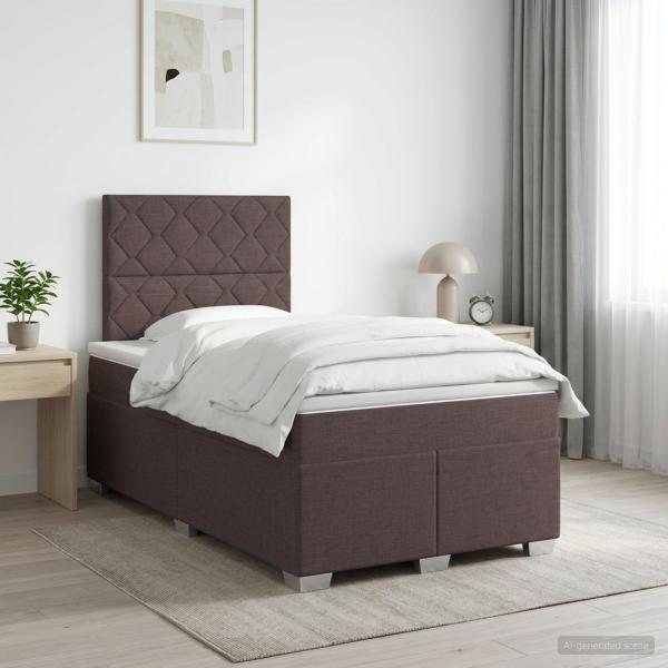 ARDEBO.de - Boxspringbett mit Matratze Dunkelbraun 120 x 190 cm Stoff
