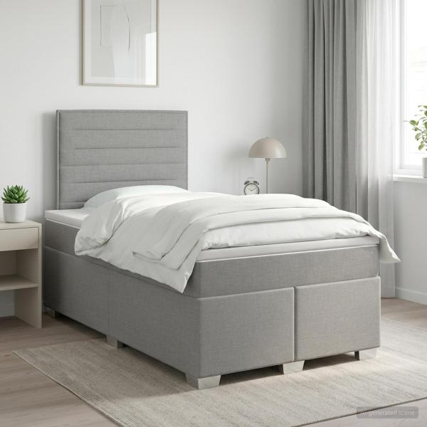 ARDEBO.de - Boxspringbett mit Matratze Hellgrau 120 x 200 cm Stoff