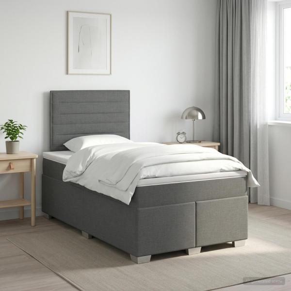 ARDEBO.de - Boxspringbett mit Matratze Dunkelgrau 120 x 200 cm Stoff