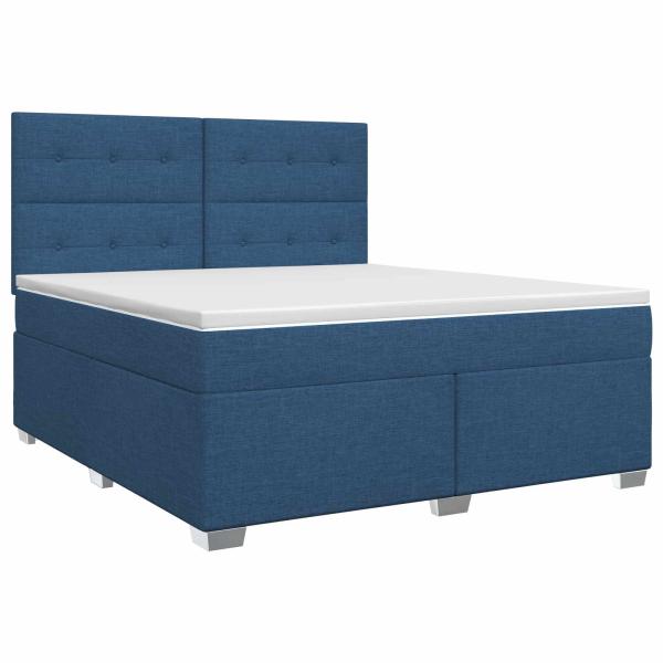 Boxspringbett mit Matratze mit Kopfteil Blau 140 x 200 cm Stoff