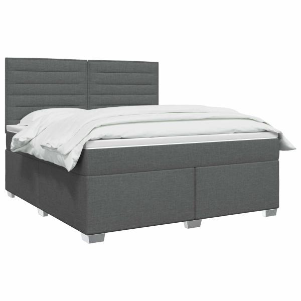 Boxspringbett mit Matratze Dunkelgrau 160 x 200 cm Stoff